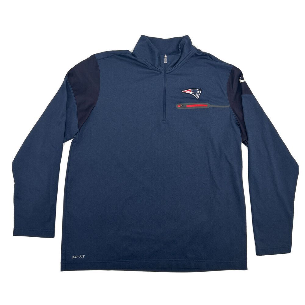 New England‎ Patriots Nike Shirt Men XL Blue 1/4 Zip Pullover Dri-Fit NFL